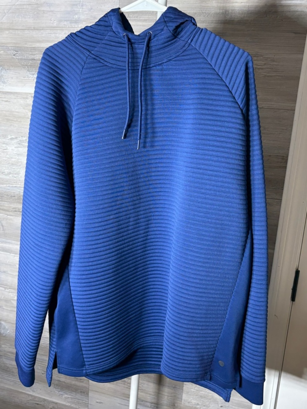 Apana Men's Ribbed Crewneck Hoodie in Royal Blue 1374